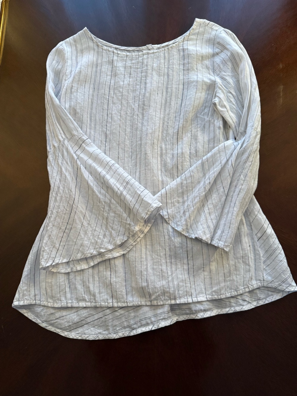 fabindia Light Blue Striped linen Top